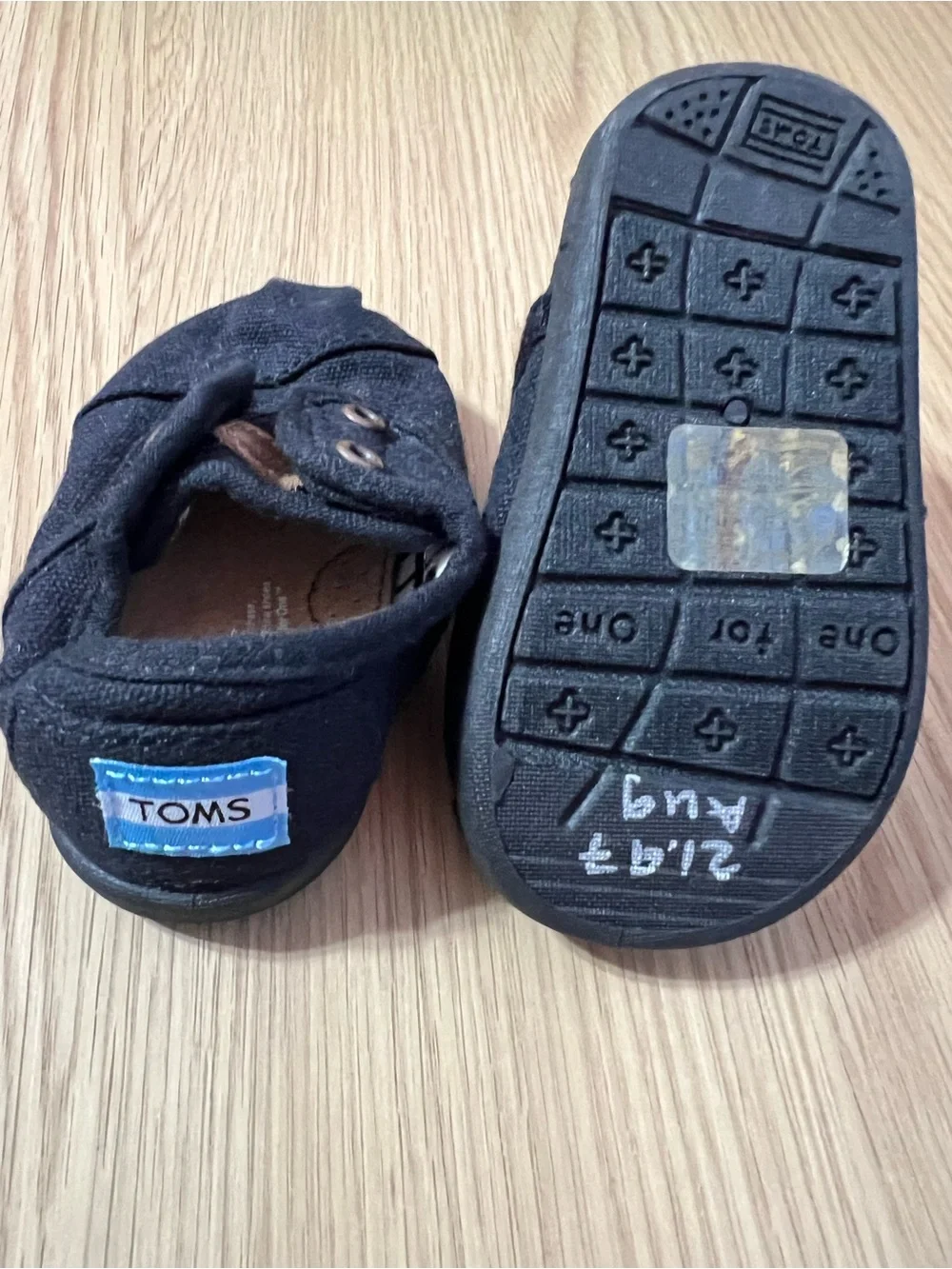 Toms Black Canvas Slip-On Baby & Walker Shoes